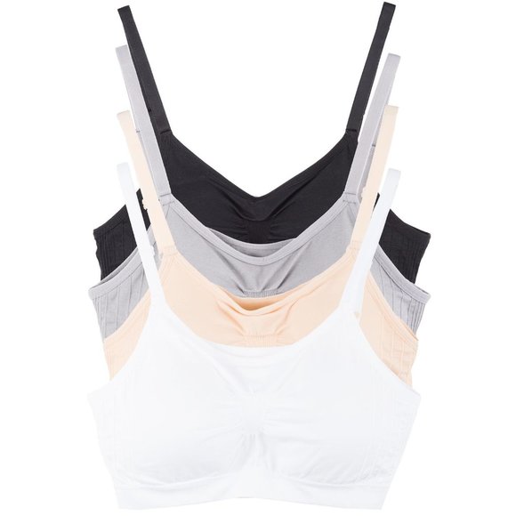 4-Pack Nylon-Spandex Comfort Cami Bra Pullover Design K0100 Basics New NWT